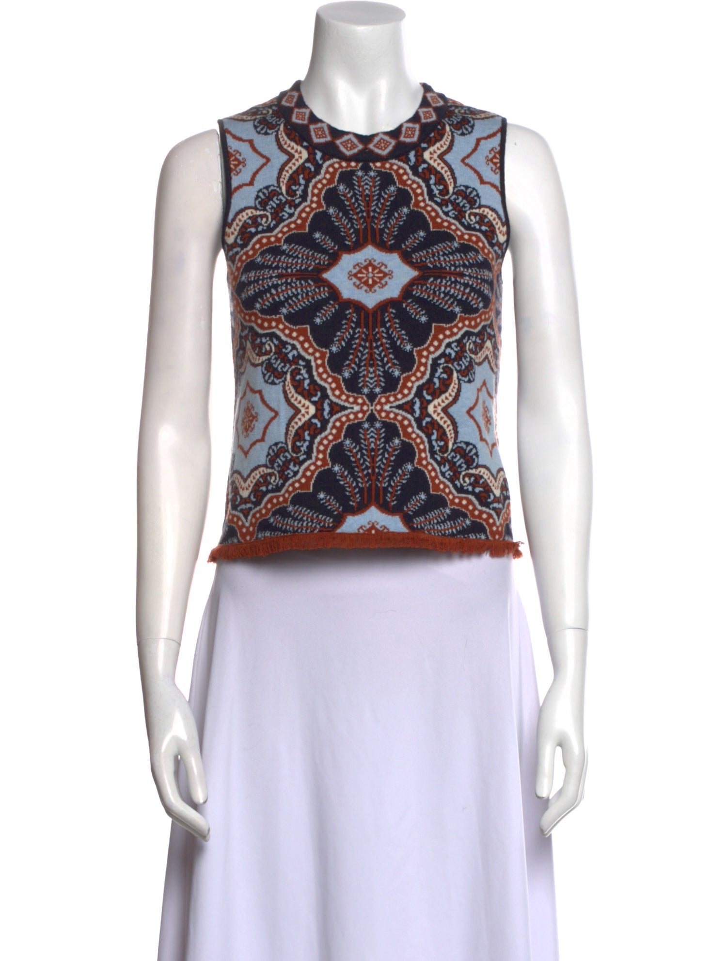 Cara Cara Printed Crew Neck Crop Top w/ Tags