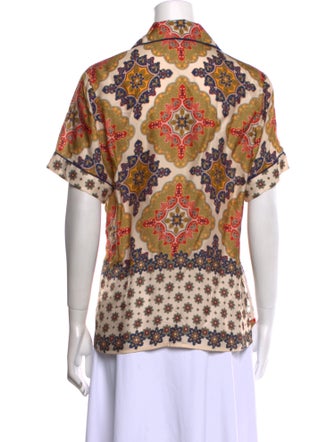 Cara Cara Printed Short Sleeve Button-Up Top