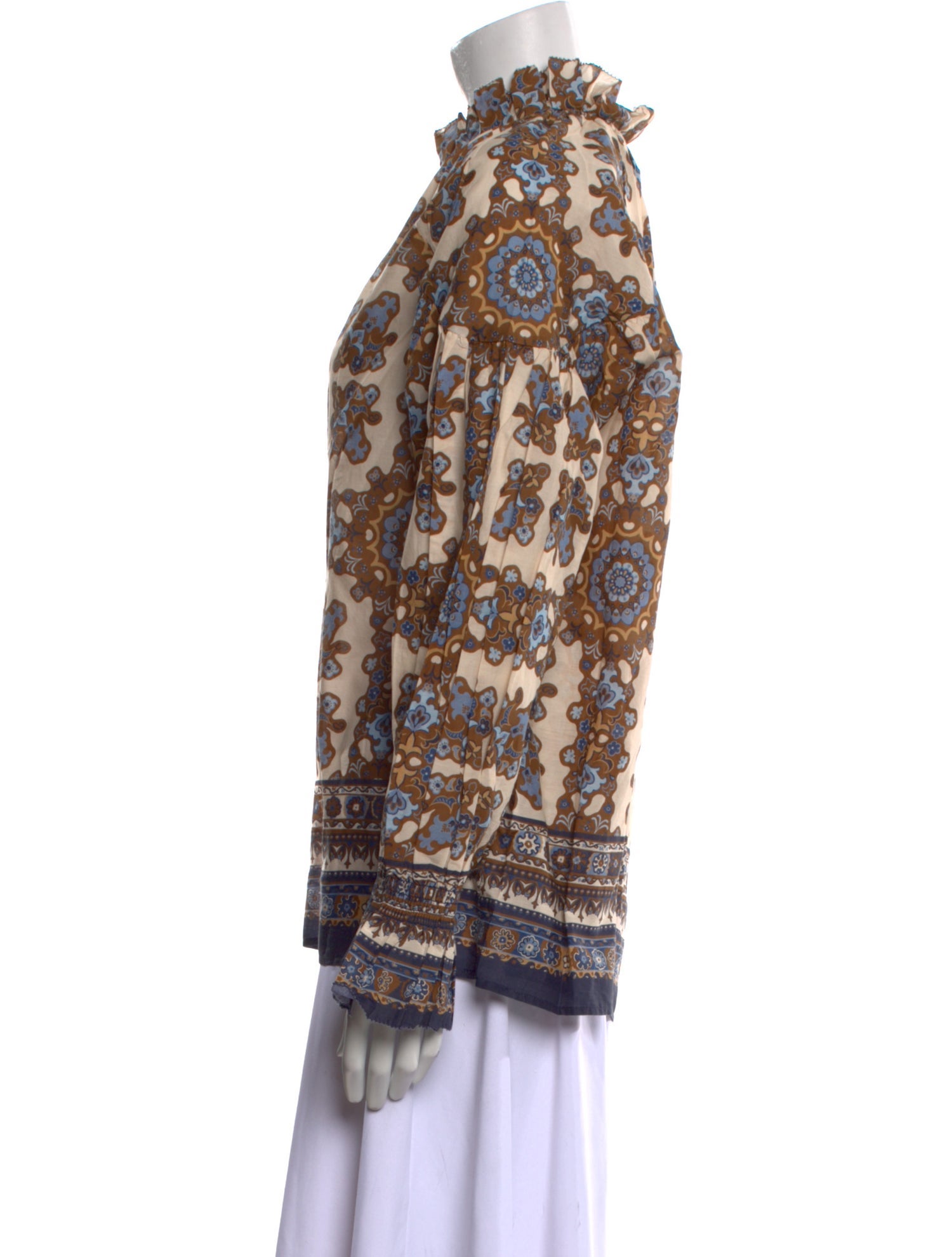 Cara Cara Printed Mock Neck Blouse w/ Tags