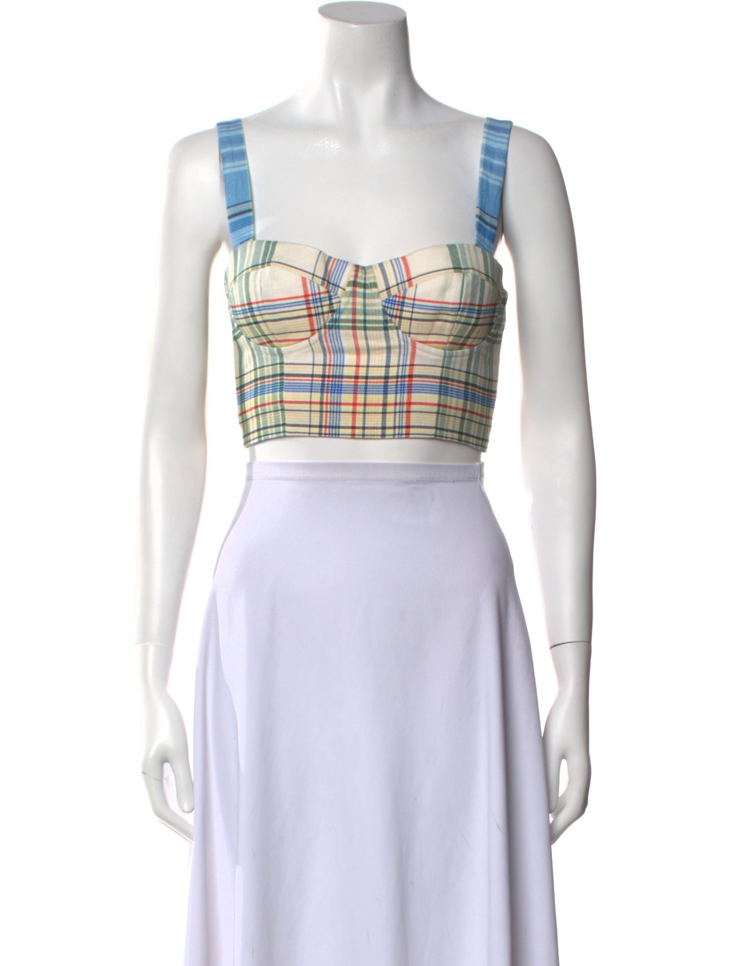 Cara Cara Linen Plaid Print Crop Top w/ Tags