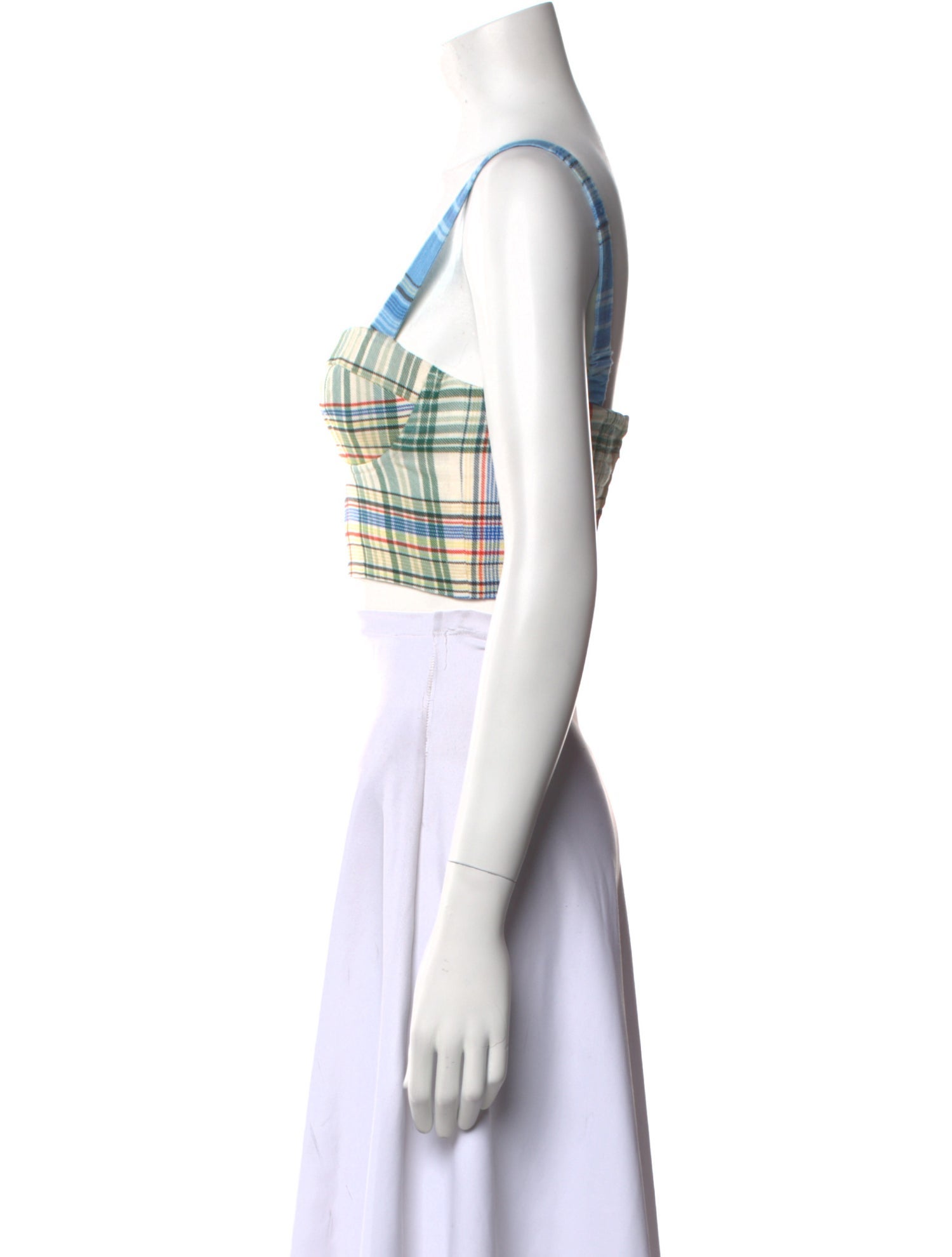 Cara Cara Linen Plaid Print Crop Top w/ Tags