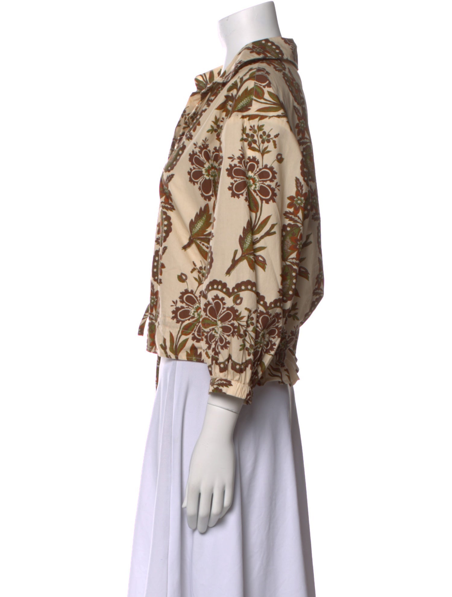 Cara Cara Printed Three-Quarter Sleeve Crop Top