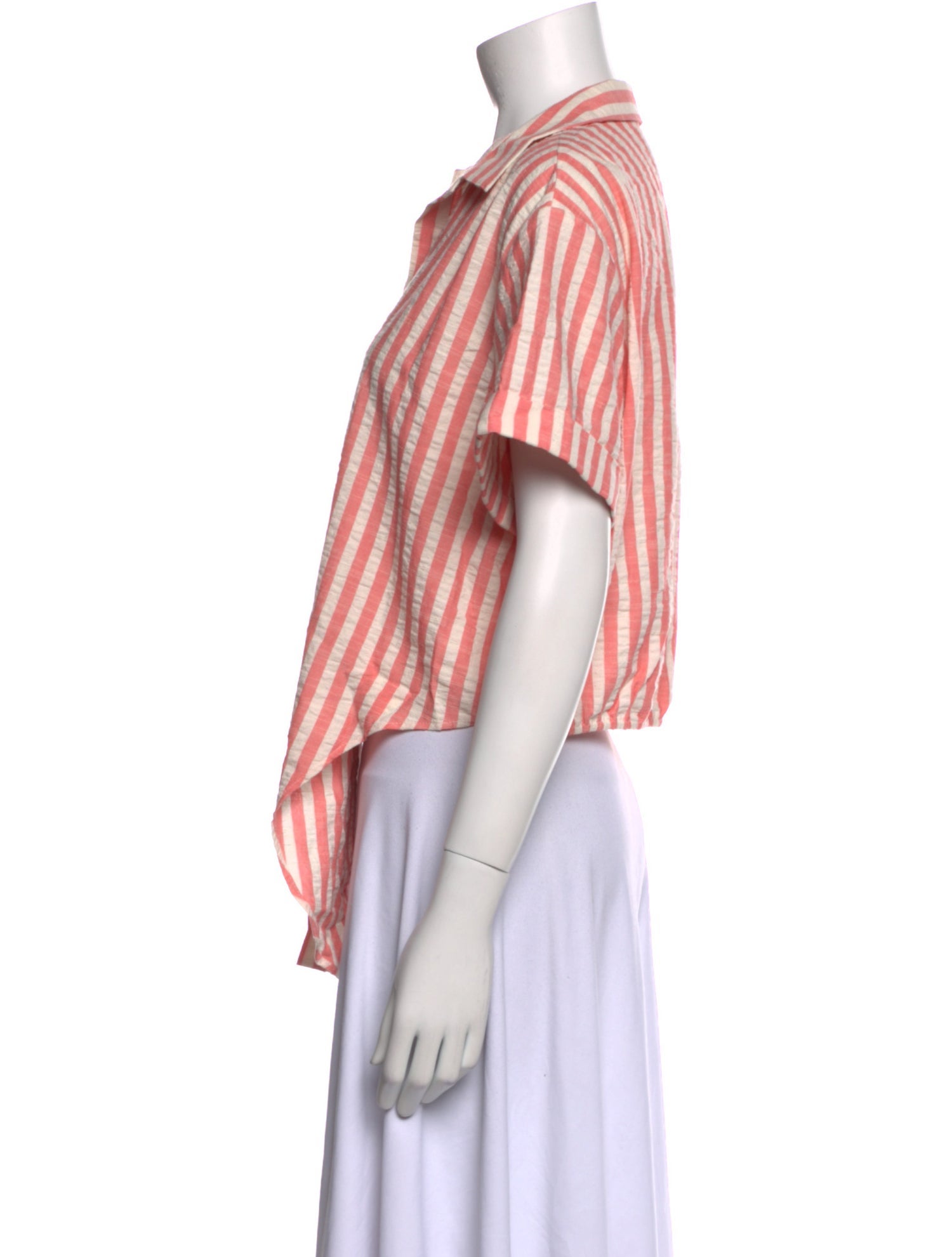 Cara Cara Striped Short Sleeve Button-Up Top