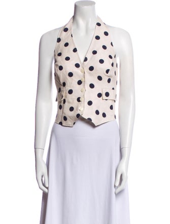 Cara Cara Linen Polka Dot Print Crop Top