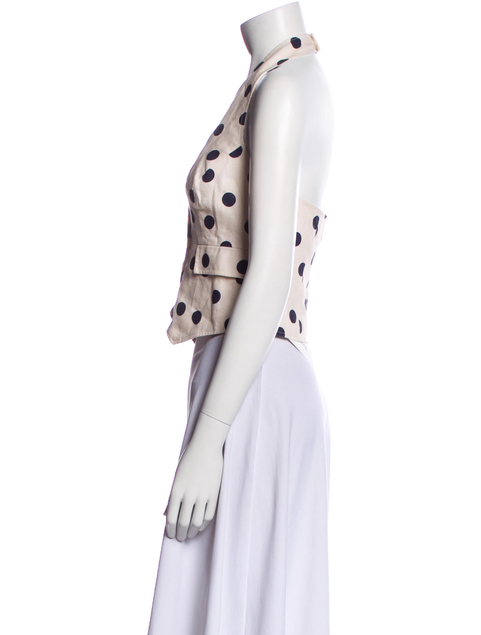 Cara Cara Linen Polka Dot Print Crop Top