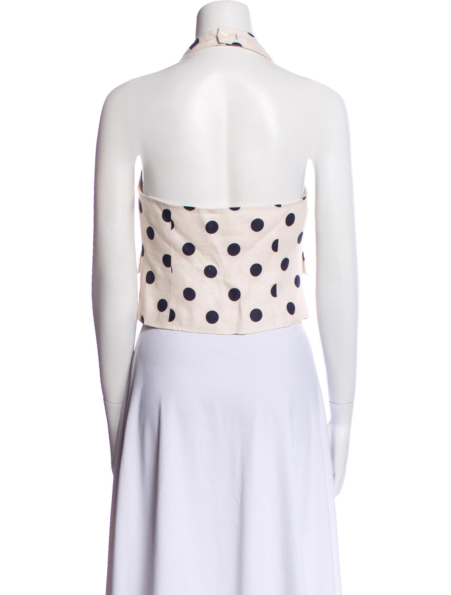 Cara Cara Linen Polka Dot Print Crop Top