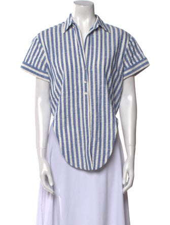 Cara Cara Striped Short Sleeve Button-Up Top