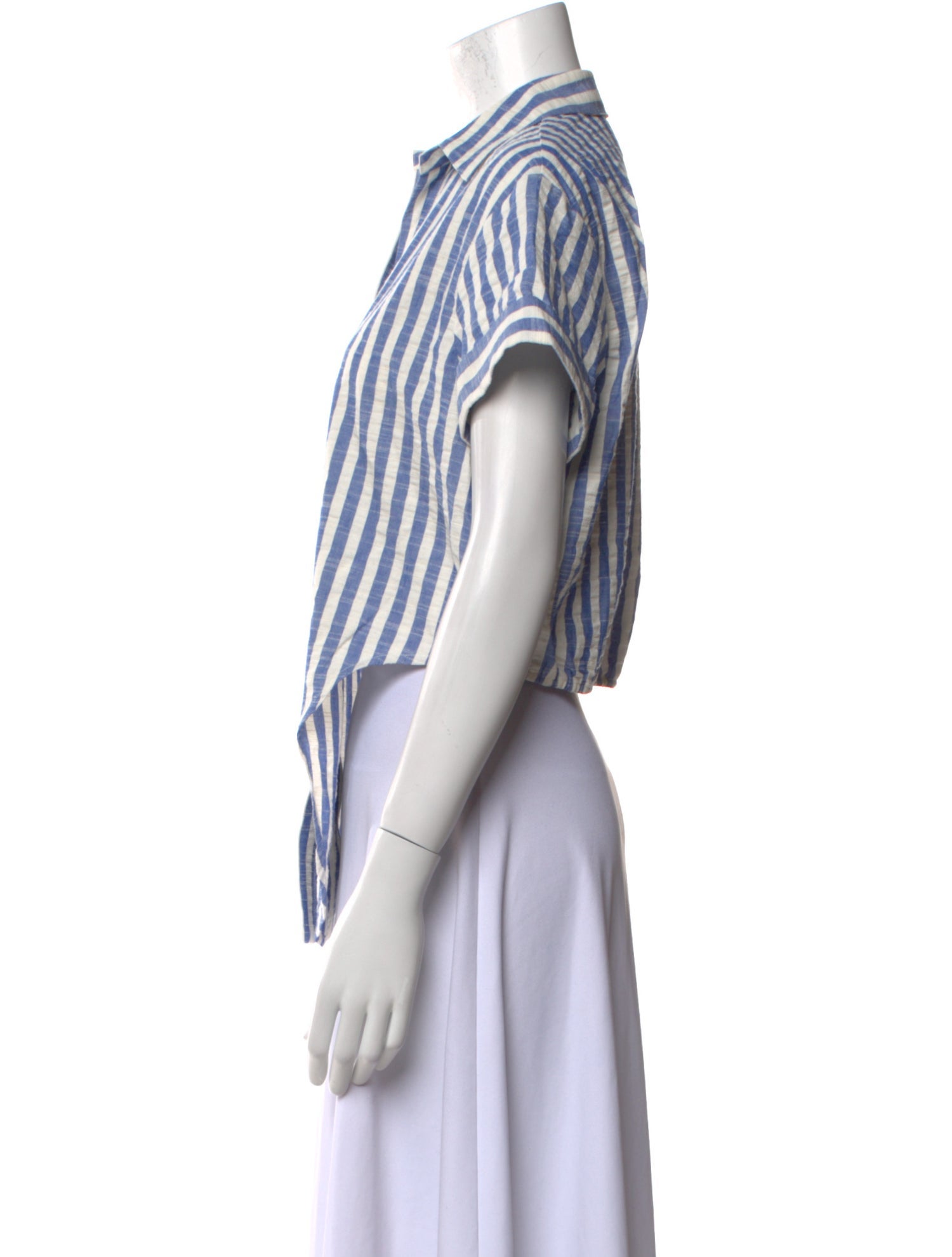 Cara Cara Striped Short Sleeve Button-Up Top