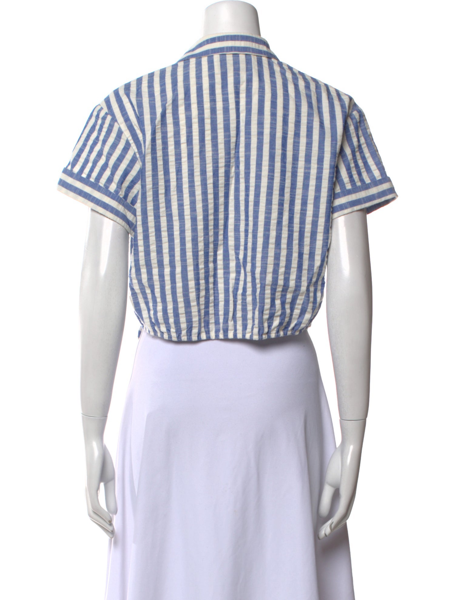 Cara Cara Striped Short Sleeve Button-Up Top