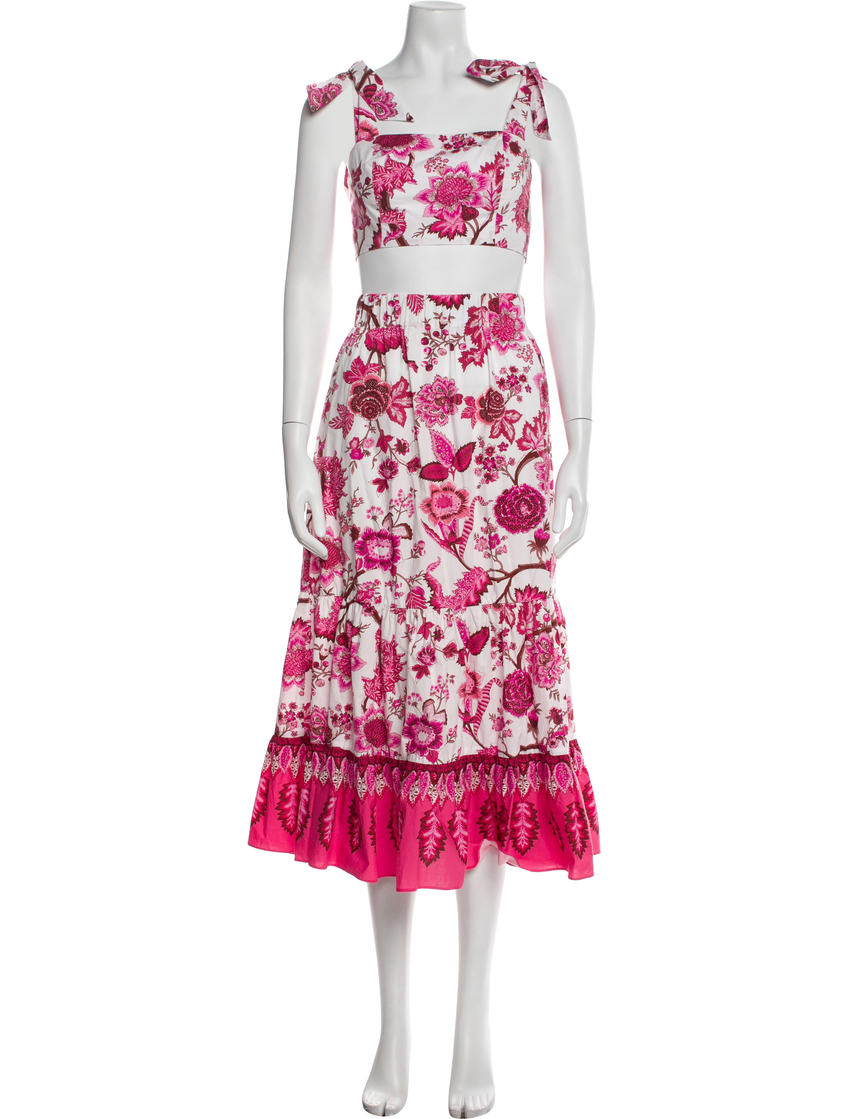 Cara Cara Floral Print Ruffle Embellishment Skirt Set