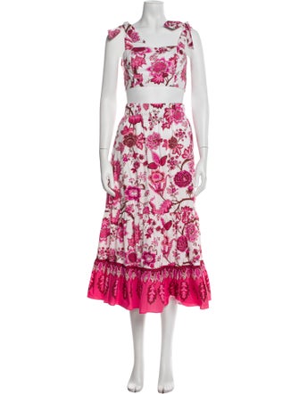 Cara Cara Floral Print Ruffle Embellishment Skirt Set