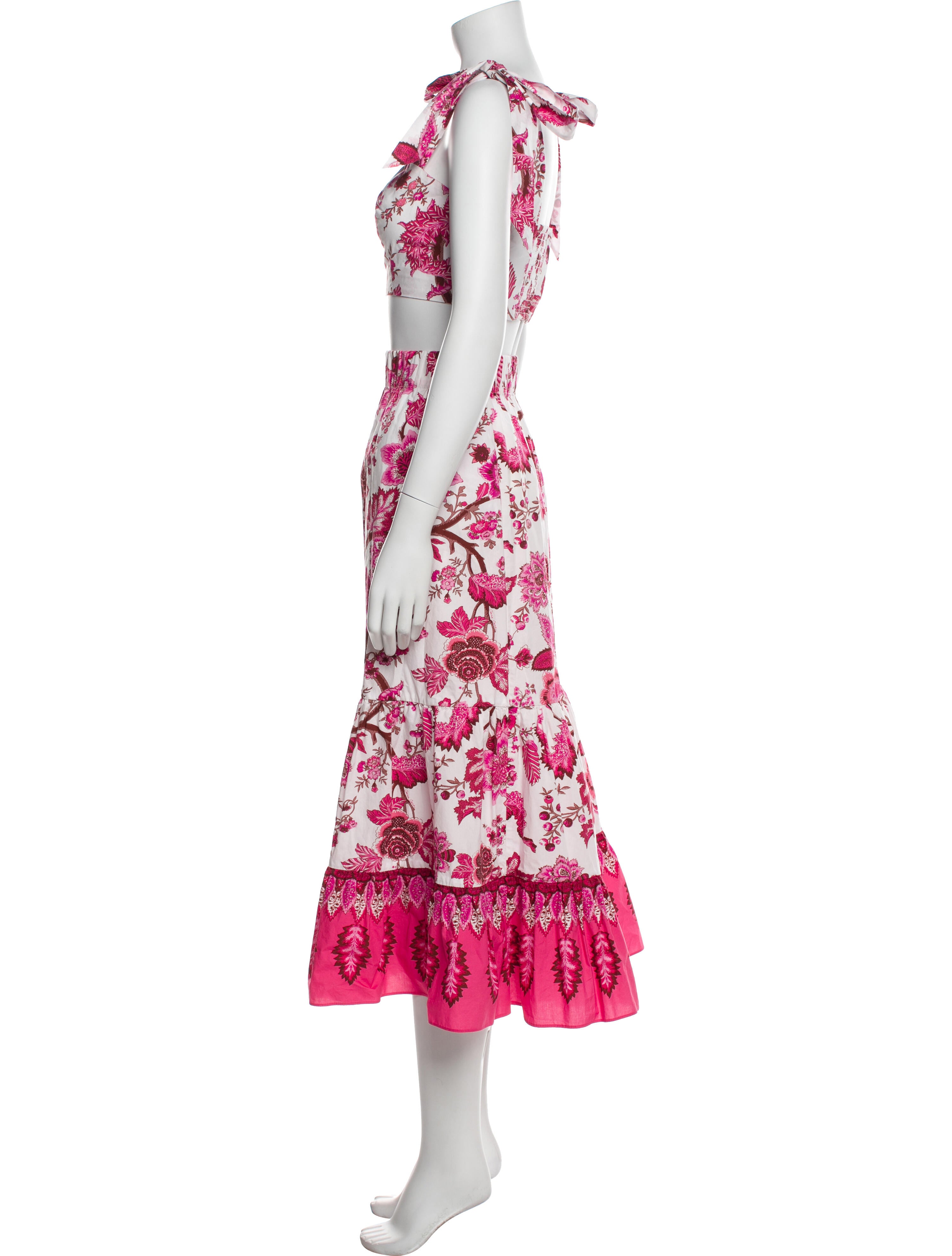 Cara Cara Floral Print Ruffle Embellishment Skirt Set