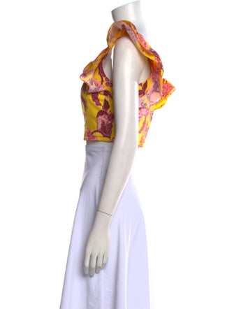 Cara Cara Floral Print Square Neckline Crop Top