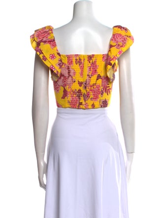 Cara Cara Floral Print Square Neckline Crop Top