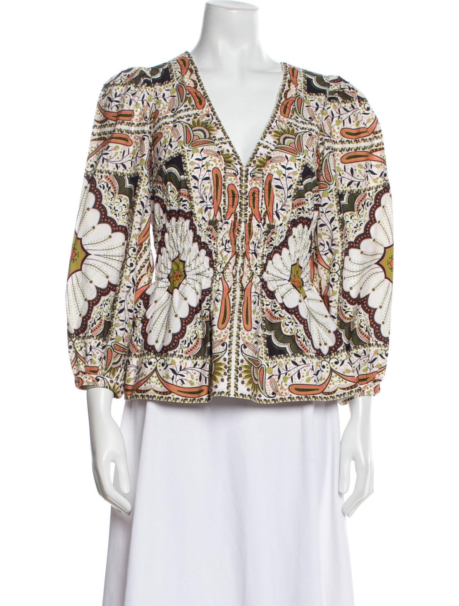 Cara Cara Floral Print V-Neck Blouse w/ Tags