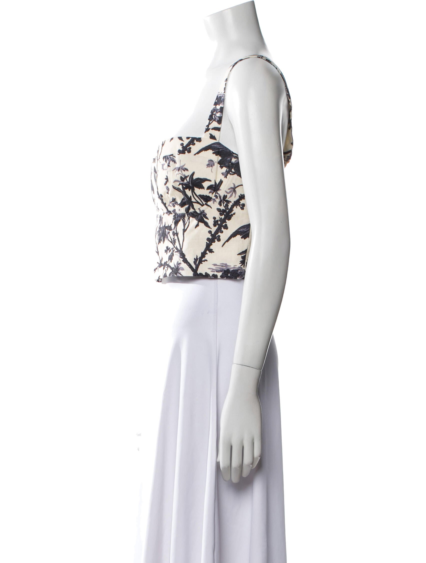 Cara Cara Linen Floral Print Crop Top w/ Tags