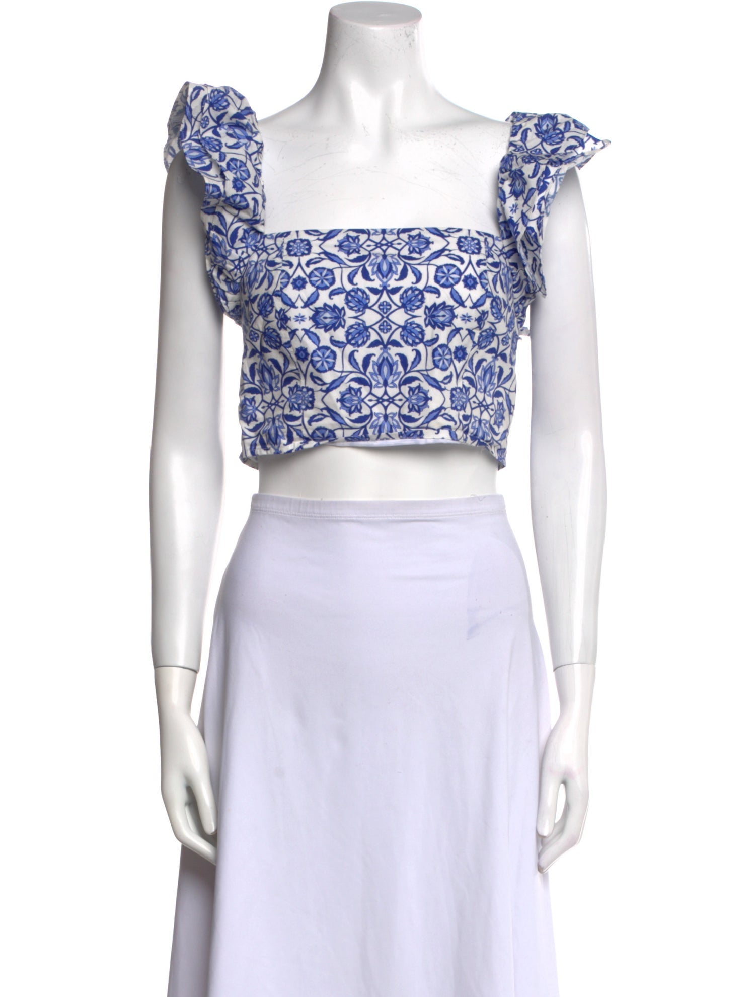 Cara Cara Floral Print Square Neckline Crop Top