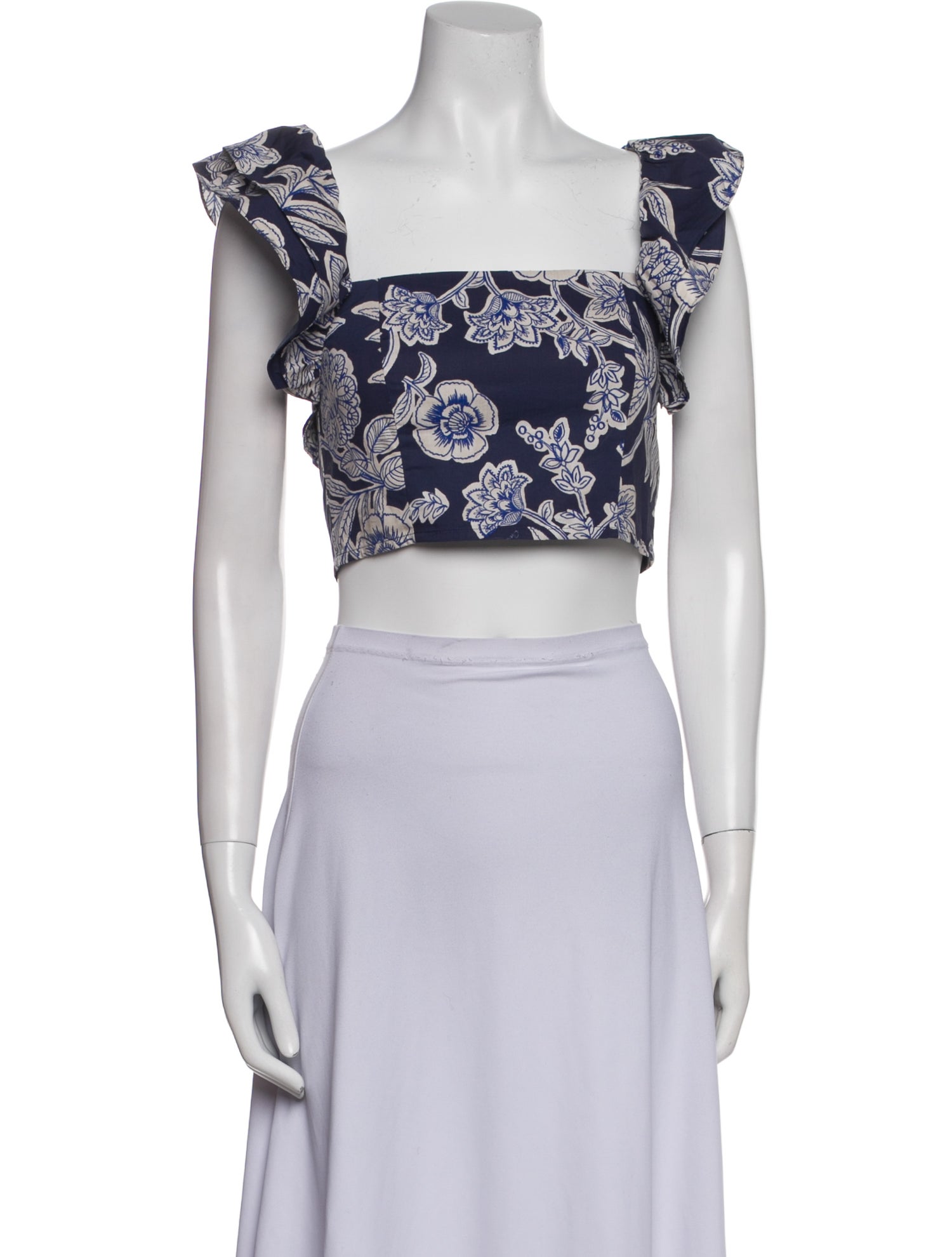 Cara Cara Floral Print Square Neckline Crop Top