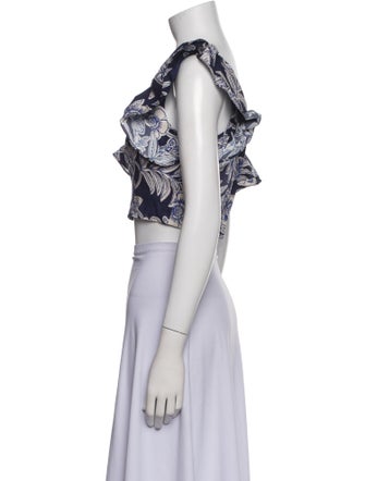 Cara Cara Floral Print Square Neckline Crop Top