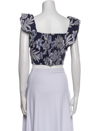 Cara Cara Floral Print Square Neckline Crop Top