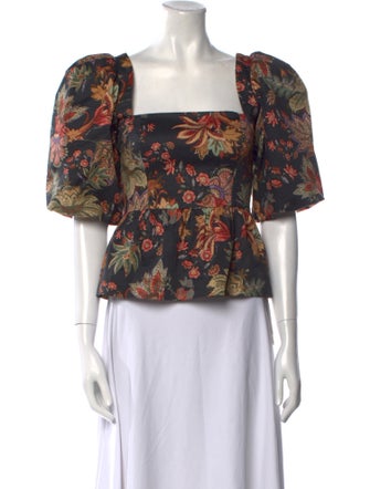 Cara Cara Floral Print Square Neckline Crop Top