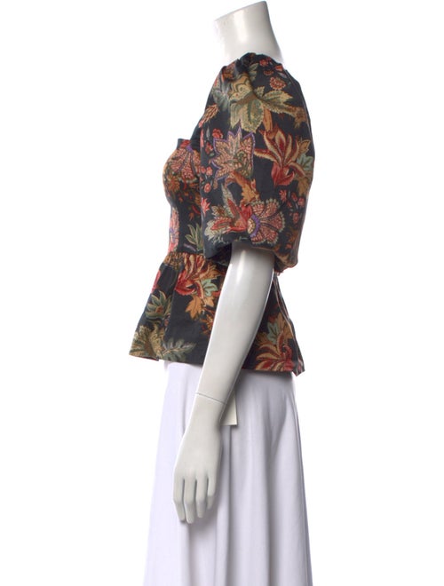 Cara Cara Floral Print Square Neckline Crop Top