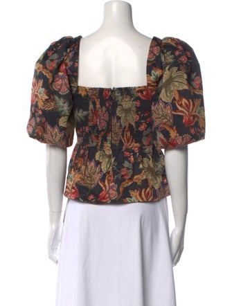 Cara Cara Floral Print Square Neckline Crop Top