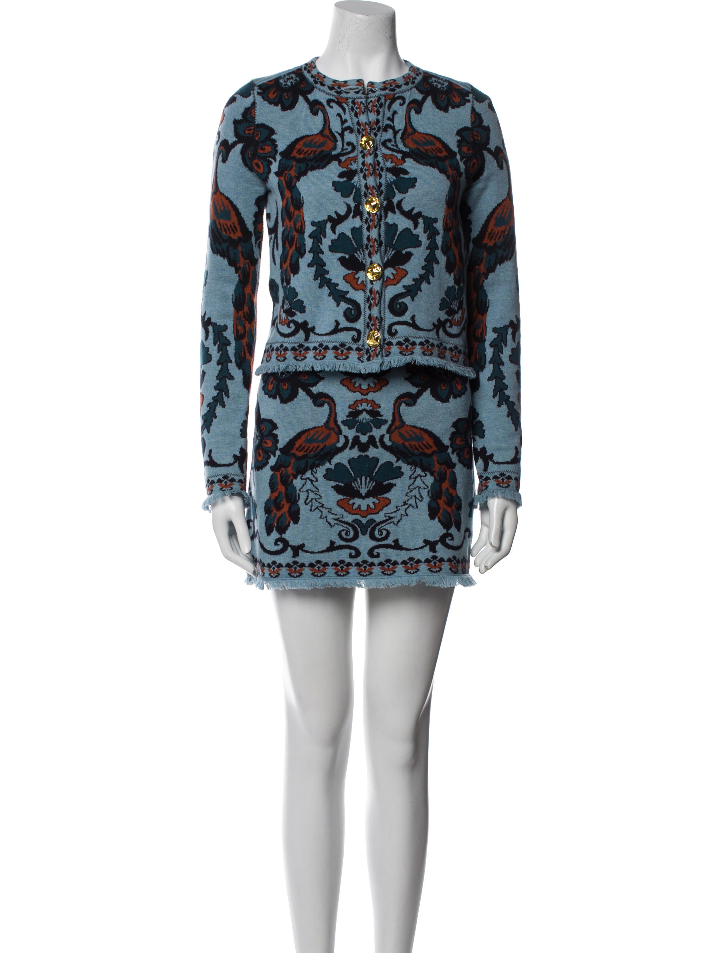 Cara Cara Wool Floral Print Skirt Set