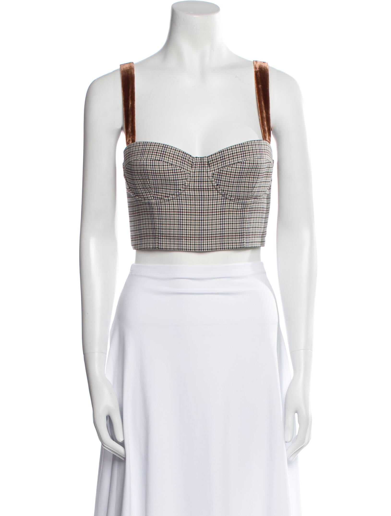 Cara Cara Plaid Print Square Neckline Crop Top