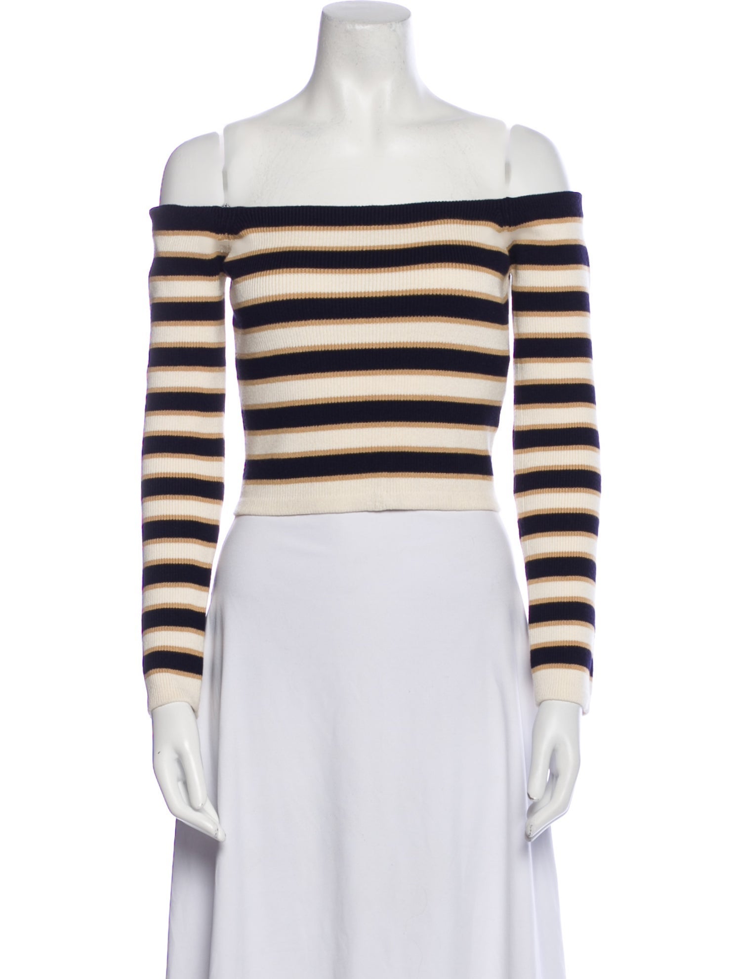 Cara Cara Striped Off-The-Shoulder Crop Top