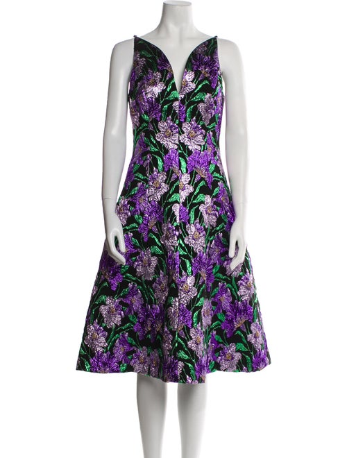 Carolina Herrera Floral Print Midi Length Dress