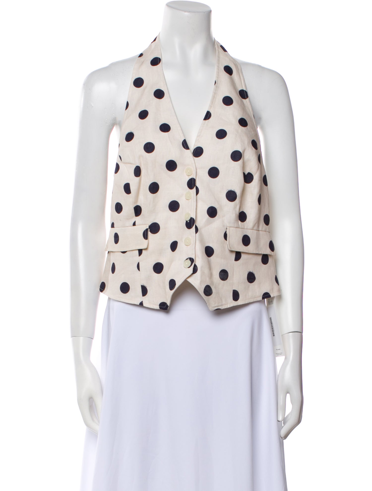 Cara Cara Linen Polka Dot Print Crop Top