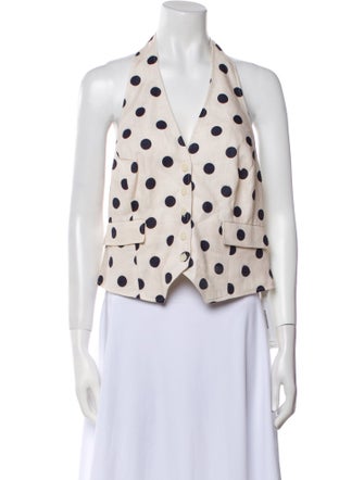 Cara Cara Linen Polka Dot Print Crop Top
