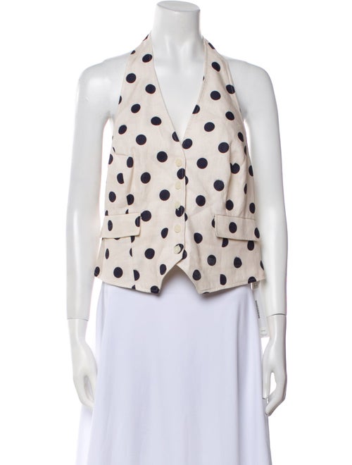 Cara Cara Linen Polka Dot Print Crop Top