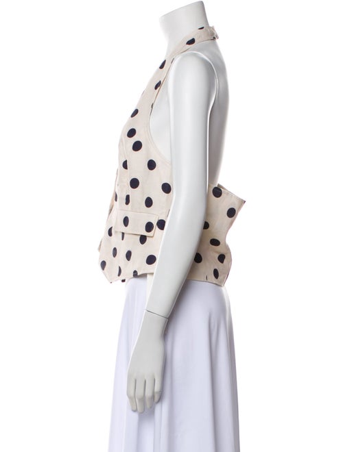 Cara Cara Linen Polka Dot Print Crop Top