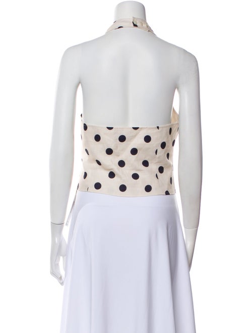 Cara Cara Linen Polka Dot Print Crop Top