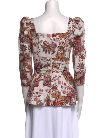Cara Cara Floral Print Square Neckline Blouse