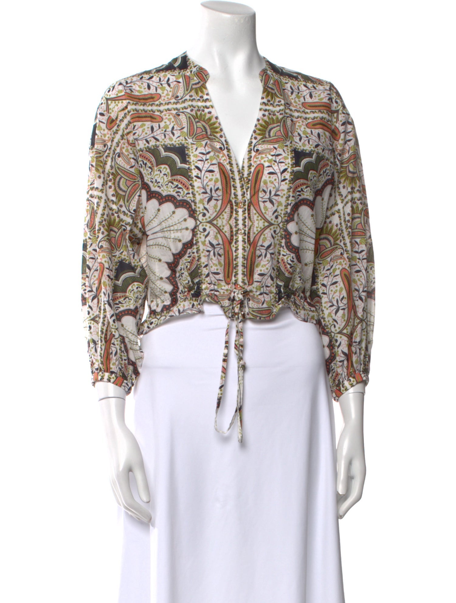 Cara Cara Paisley Print V-Neck Crop Top