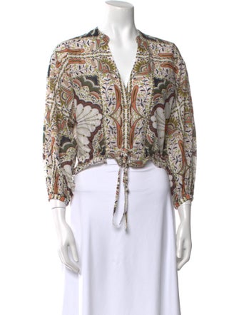 Cara Cara Paisley Print V-Neck Crop Top