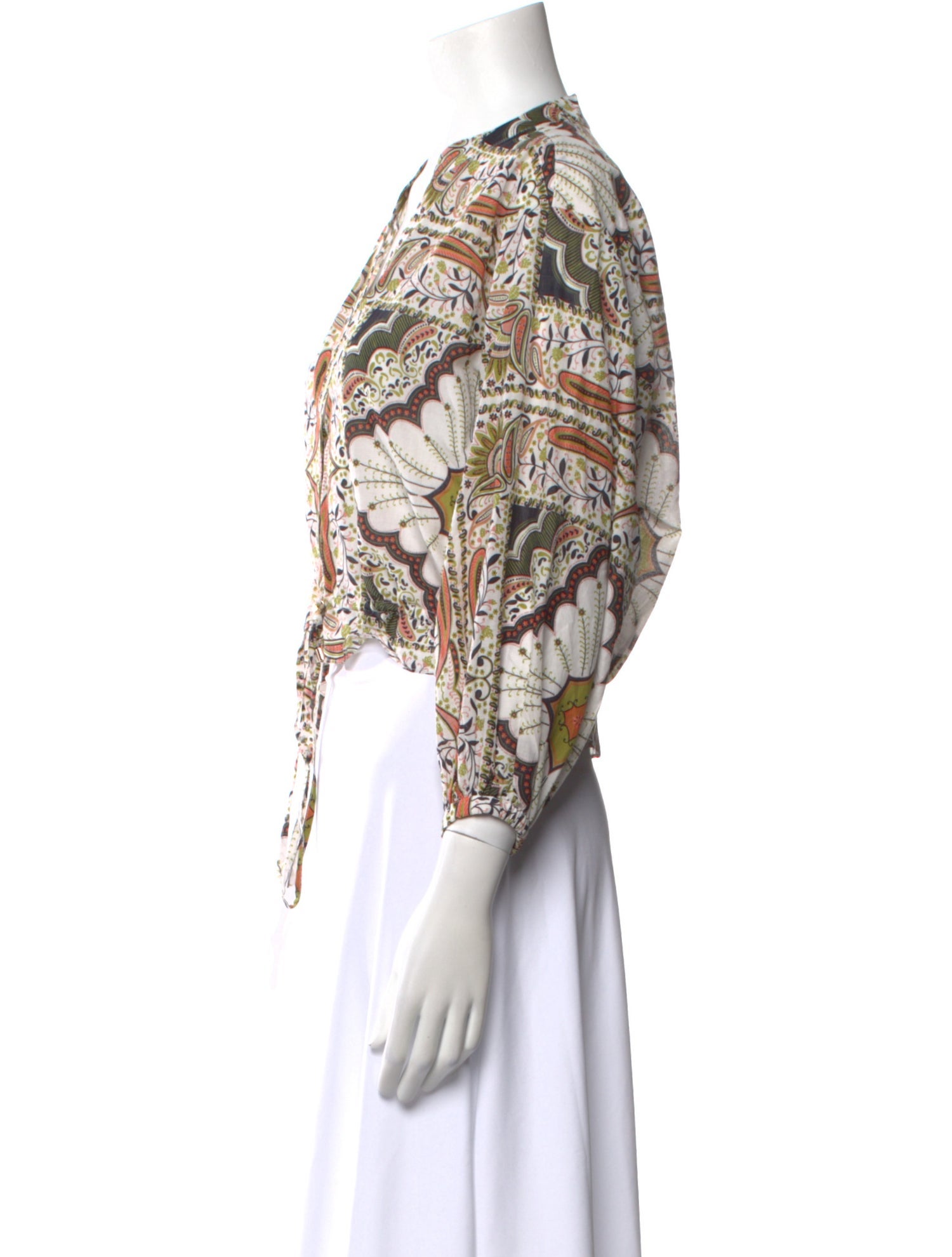 Cara Cara Paisley Print V-Neck Crop Top