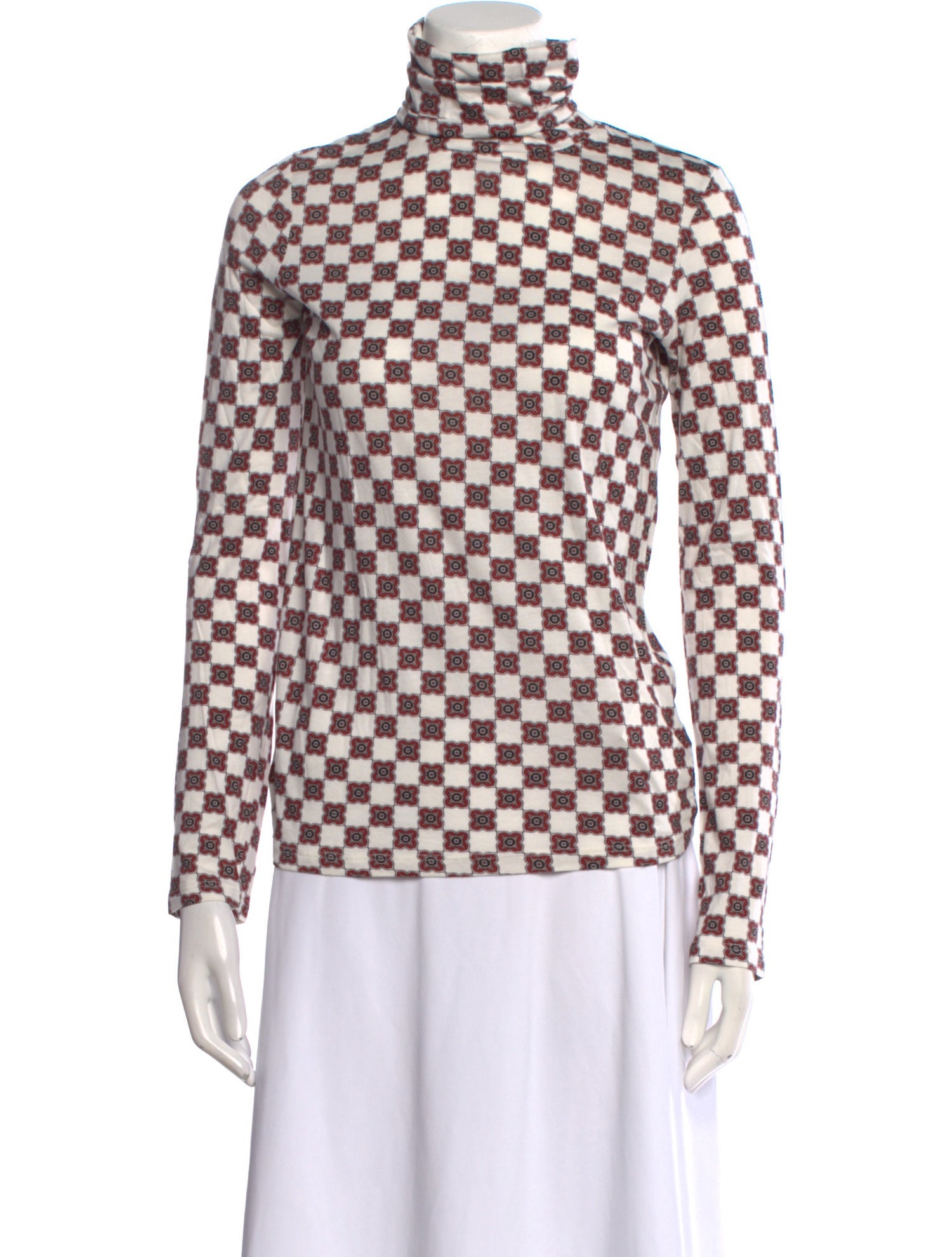 Cara Cara Plaid Print Mock Neck Blouse