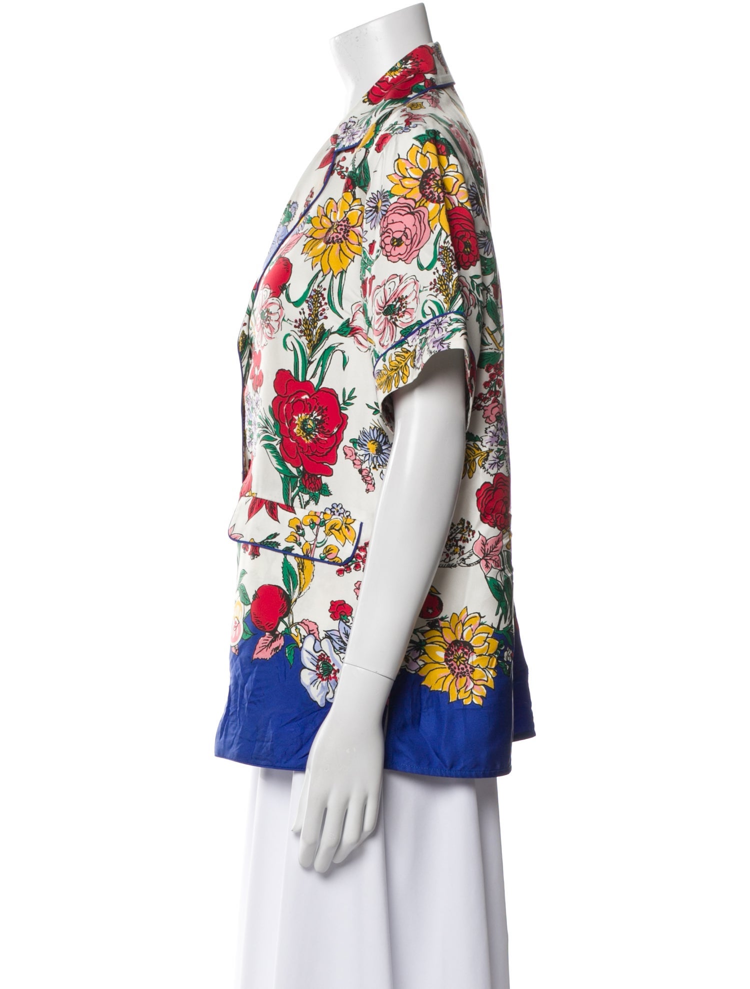 Cara Cara Silk Floral Print Button-Up Top