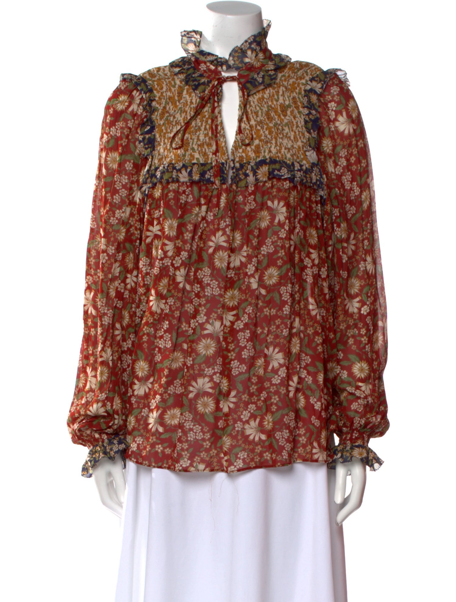 Cara Cara Floral Print Mock Neck Blouse w/ Tags