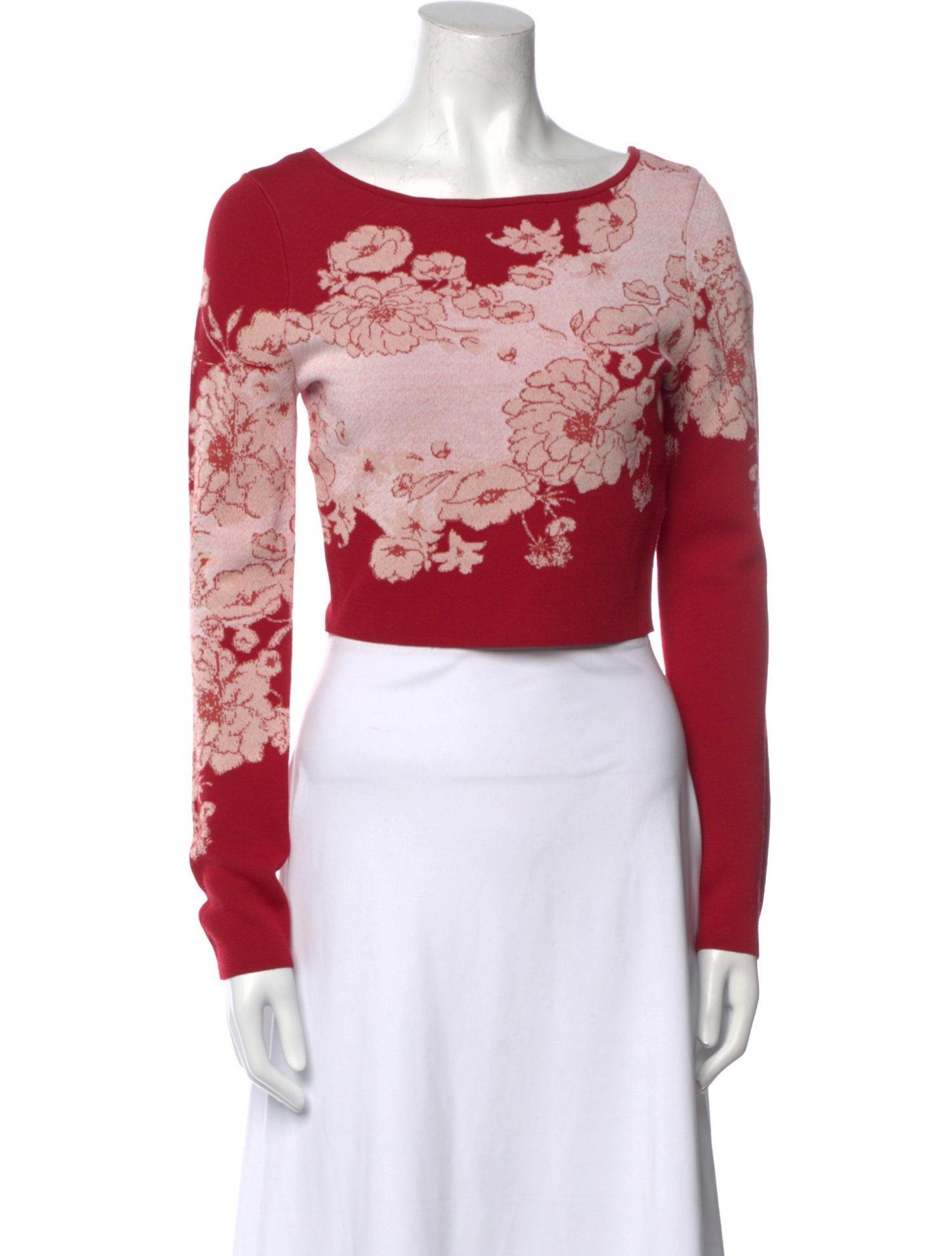 Cara Cara Floral Print Bateau Neckline Crop Top