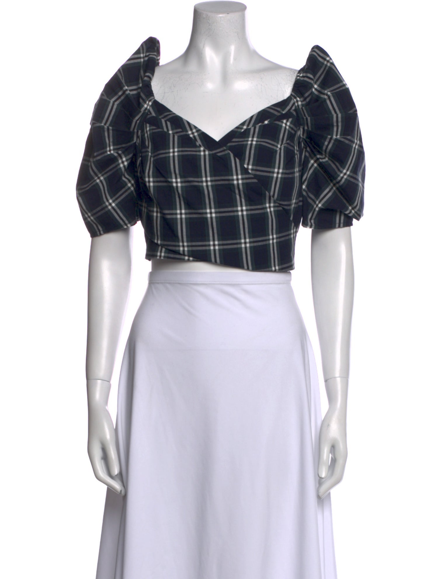 Cara Cara Plaid Print V-Neck Crop Top