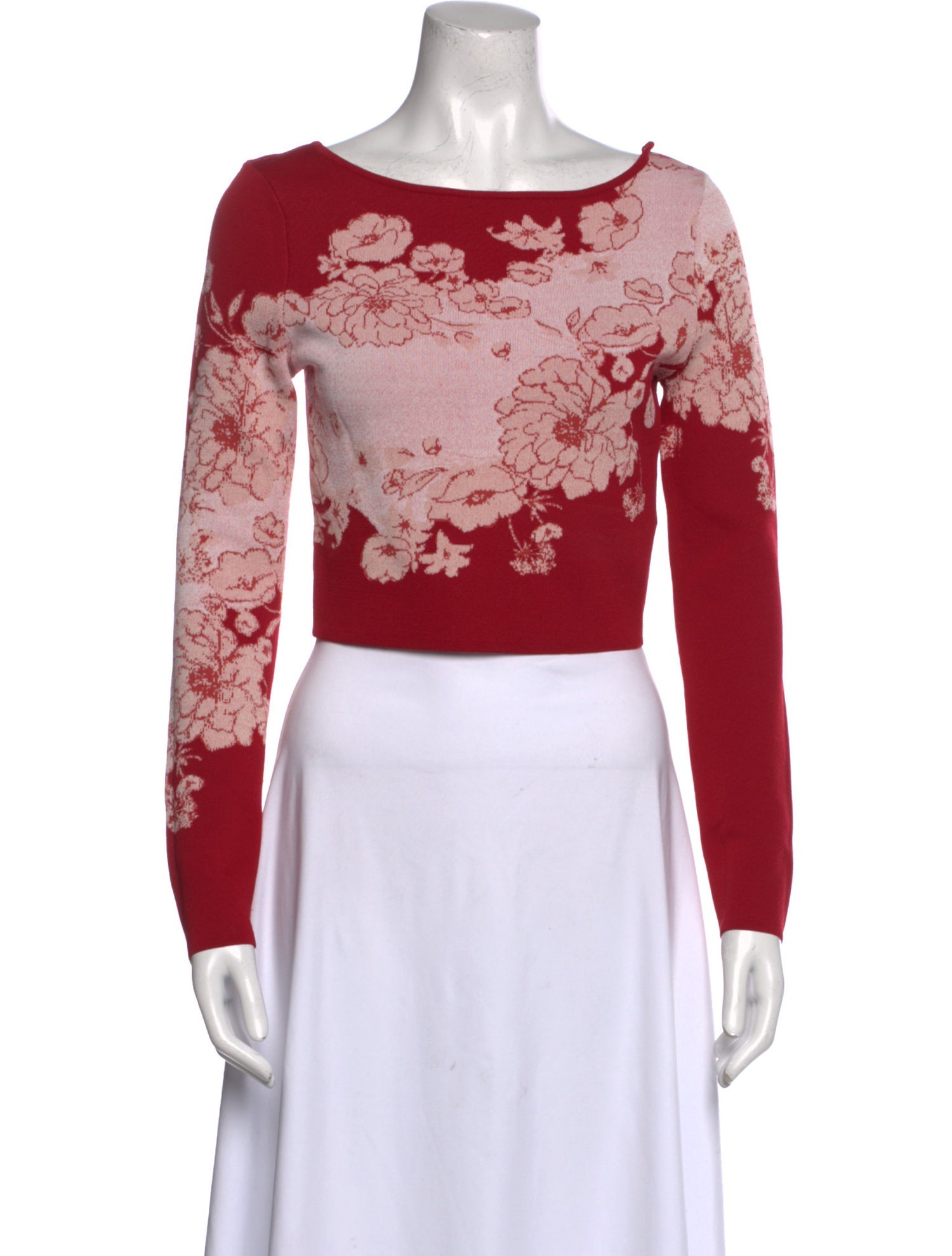 Cara Cara Floral Print Bateau Neckline Crop Top