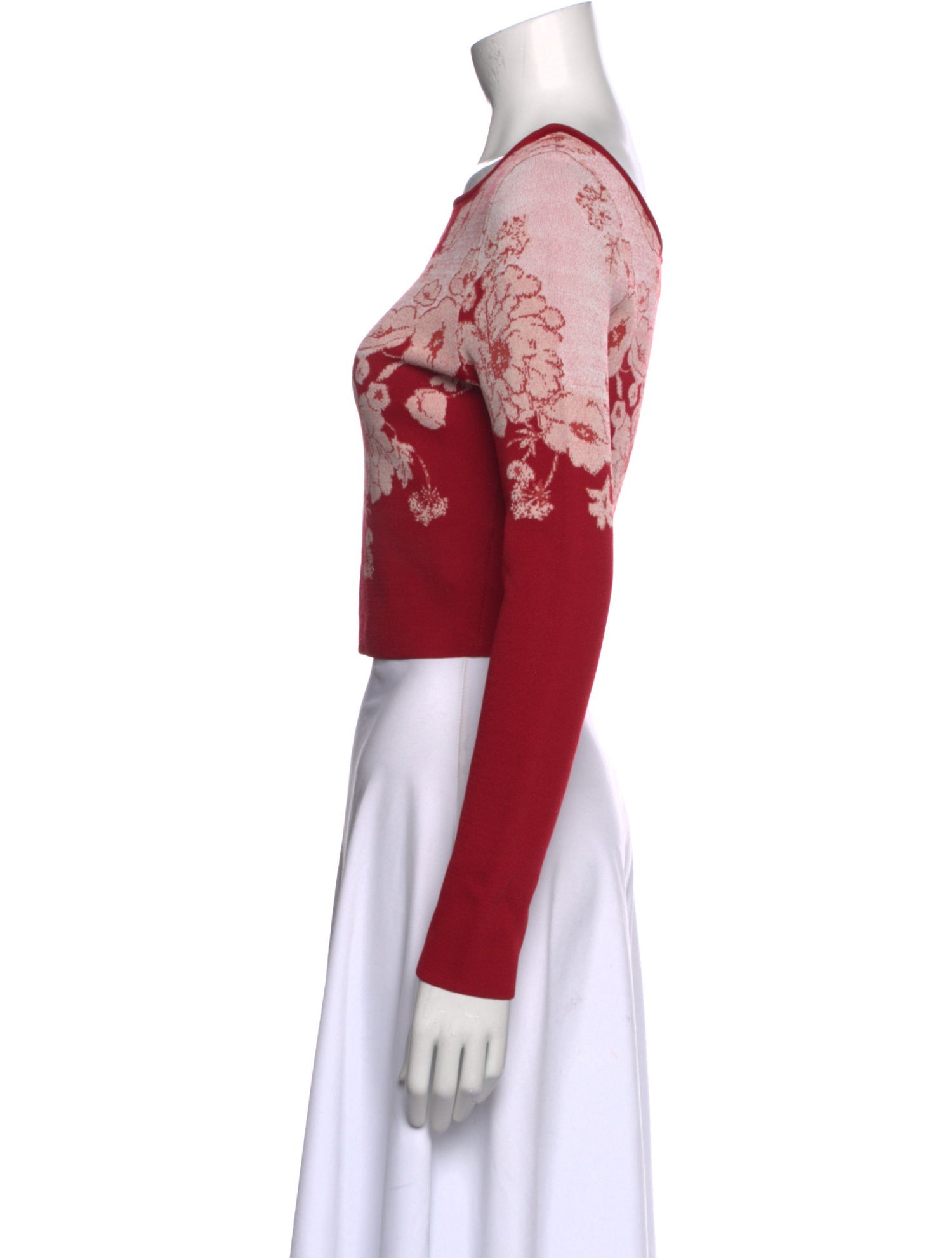 Cara Cara Floral Print Bateau Neckline Crop Top