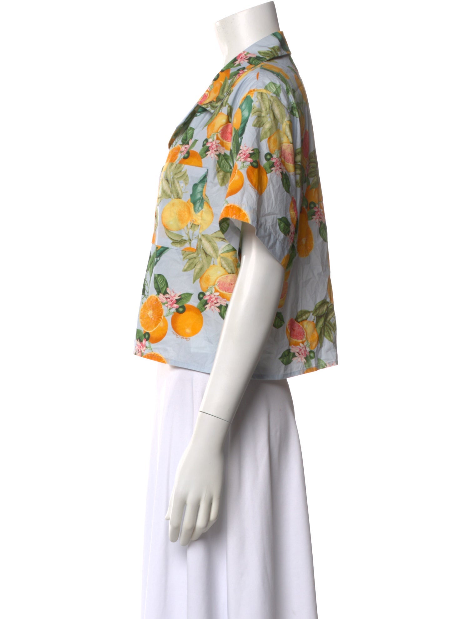 Cara Cara Floral Print Short Sleeve Button-Up Top