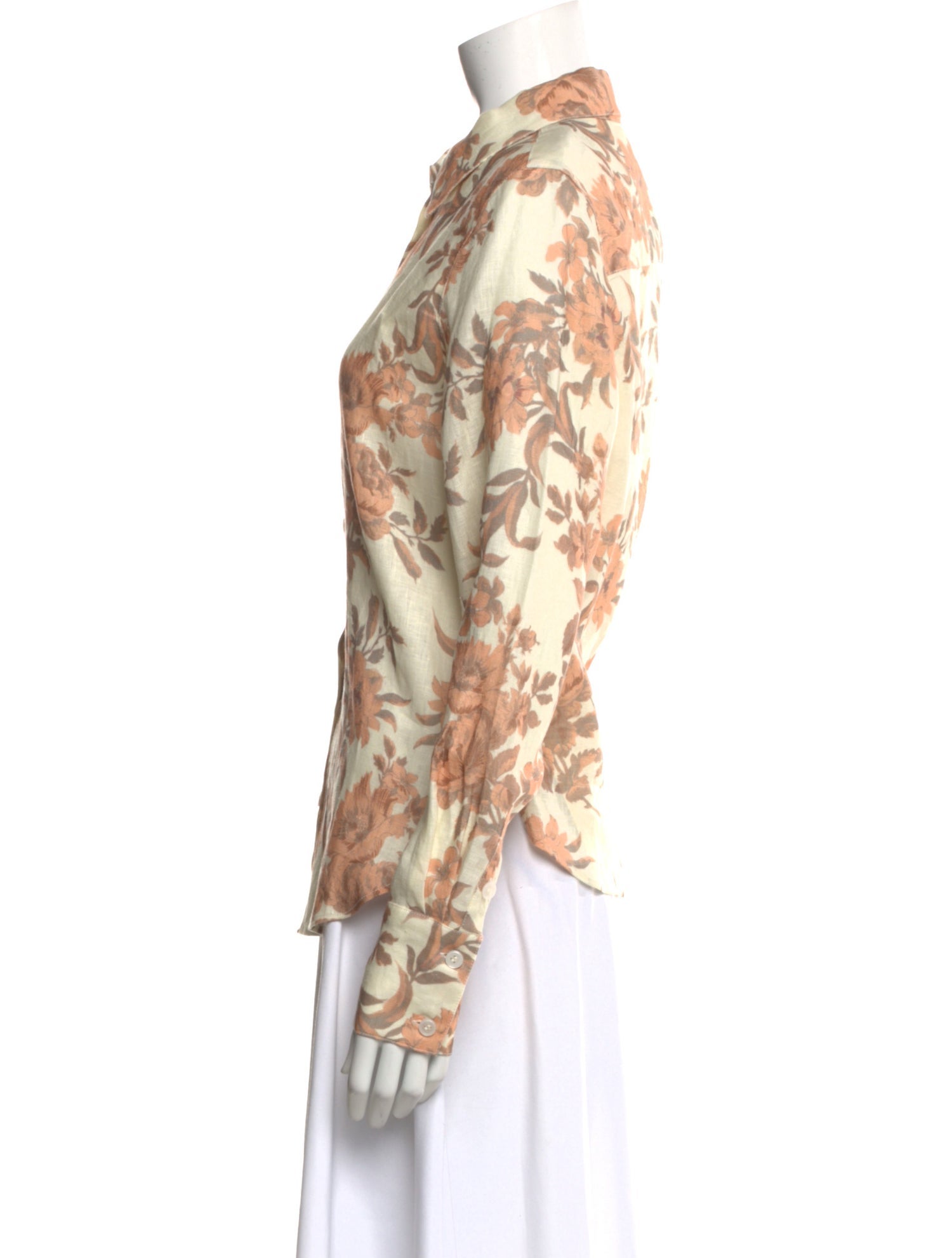 Cara Cara Linen Floral Print Button-Up Top