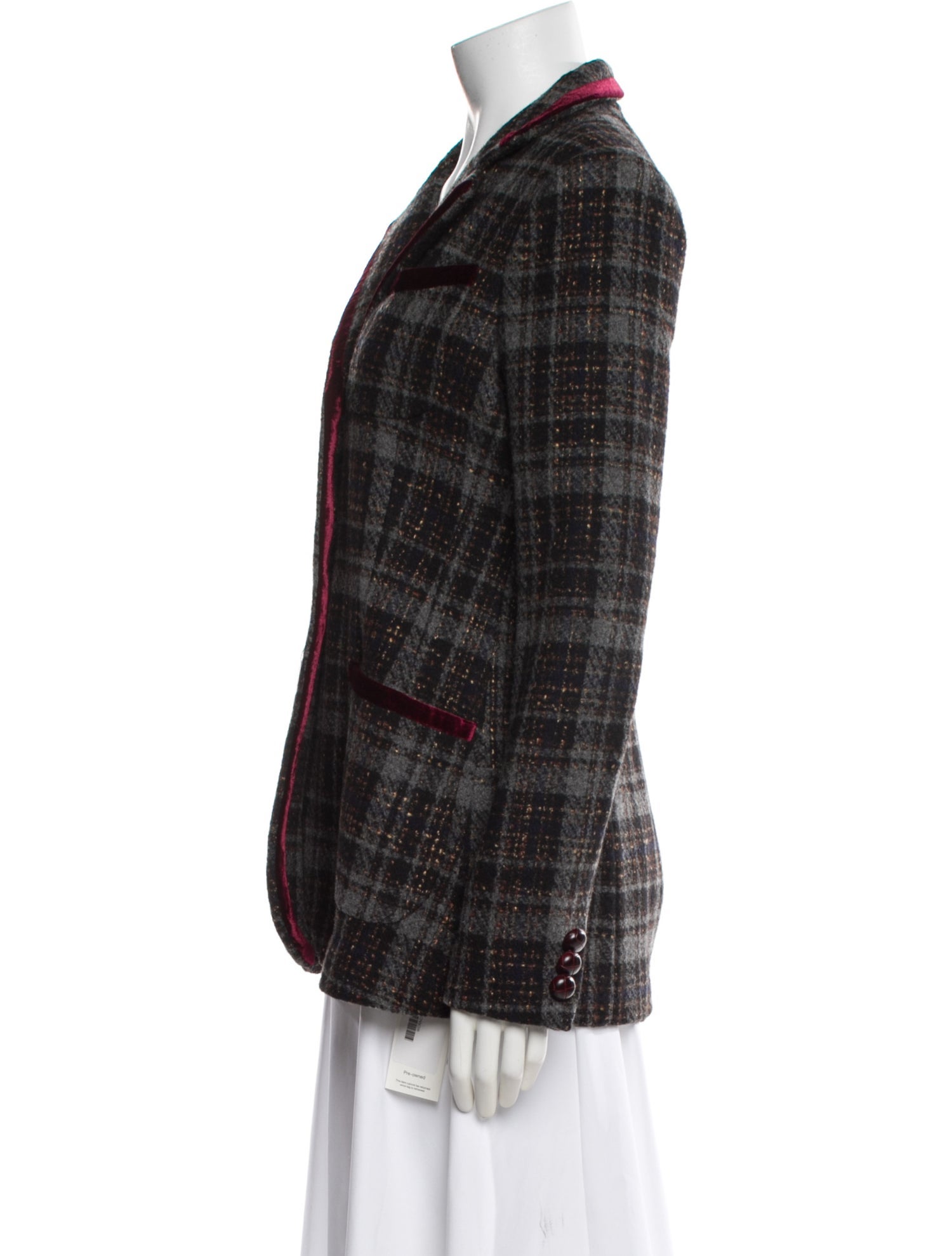 Cara Cara Wool Plaid Print Blazer